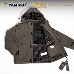 Áo sưởi Ấm Super Heating Yamako 9 vùng sưởi nhiệt giảm đau nhức vai gáy màu RÊU