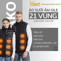 Áo Sưởi Ấm Ghile Super modern Yamako 21 Vùng Sưởi Nhiệt nhiều vùng sưởi nhất thị trường
