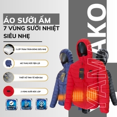 Áo Sưởi ấm YAMAKO Nhật Bản 7 vùng sưởi ấm Siêu Nhẹ Super Gentle màu Đen