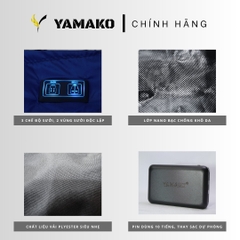 Áo Sưởi ấm YAMAKO Nhật Bản 7 vùng sưởi ấm Siêu Nhẹ Super Gentle màu Xanh than