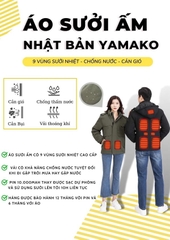 Áo sưởi Ấm Super Heating Yamako 9 vùng sưởi nhiệt màu XANH THAN