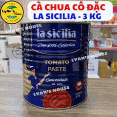 Xốt Cà Chua Xay Nhuyễn Cô Đặc La Sicilia – Tomato Paste 3Kg
