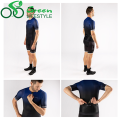 Áo đạp xe nam FORCE SMOOTH tay ngắn, xanh-đen