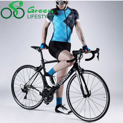 Áo đạp xe nữ FORCE VISION LADY tay ngắn, màu xanh