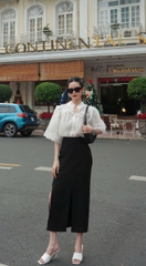 VELLE DESIGN áo sơ mi công sở Haria chất tơ ý ánh kim 2 lớp kiểu dáng tiểu thư sang chảnh