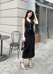 VELLE DESIGN váy bút chì dáng dài Eli chất cotton hàn dày dặn sang trọng