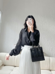 VELLE DESIGN áo sơ mi lụa tơ Celline chất lụa tơ organza cao cấp không nhăn