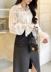 VELLE DESIGN chân váy công sở Xana chất cotton hàn dày dặn,kiểu dáng thanh lịch hiện đại