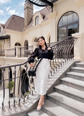 VELLE DESIGN áo sơ mi lụa tơ ý ánh kim Mania