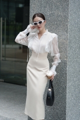 VELLE DESIGN chân váy công sở Vincy chất cotton hàn cao cấp kiểu dáng thanh lịch sang trọng