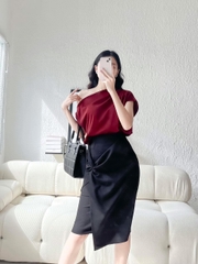 VELLE DESIGN Áo lụa cổ đổ Isa chất lụa nhung hongkong cao cấp