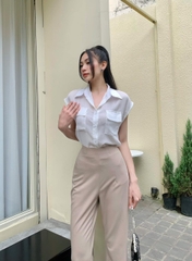 VELLE DESIGN Áo sơ mi Jola chất linen Hàn mỏng nhẹ mượt mát không nhăn