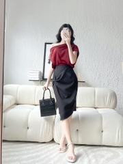 VELLE DESIGN chân váy Luna chất cotton hàn dày dặn co giãn tốt không nhăn