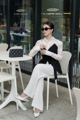VELLE DESIGN áo cup đắp chéo phối ngoài Gary chất cotton hàn dày dặn không nhăn