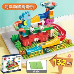 Bộ lắp ghép phát triển tư duy khu vui chơi cầu trượt con vật 133 chi tiết FL1686