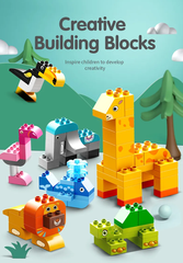 Đồ chơi Lego bộ lắp ghép phát triển tư duy các con vật 102 chi tiết hàng chính hãng FEELO-FL1650.