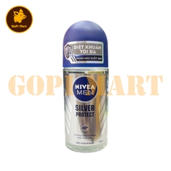 Lăn khử mùi NIVEA Men Silver Protect Roll on diệt khuẩn tối đa chai 50ml