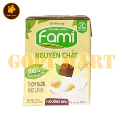 Sữa đậu nành Fami nguyên chất vị đường đen hộp 200ml