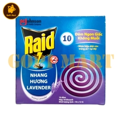 Nhang diệt mũi Raid hương Lavender hộp 10 khoanh