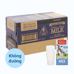 Thùng 12 hộp sữa tươi nguyên kem không đường Australia's Own 1 lít
