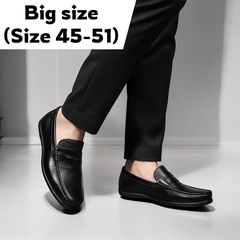 Giày Lười Nam Big Size - Da Thật, Giày Mọi Nam (45 46 47 48 49 50 51) - Đen - GLDB.01B