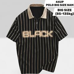 Áo polo big size nam, vải mát không xù (85-135kg) - Đen - BF.PL.22B - 44UP