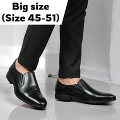 Giày Tây Xỏ Nam Big Size - Da Thật, Giày Lười Nam (45 46 47 48 49 50 51) - Đen - GTXDB.01B