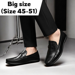 Giày Lười Nam Big Size - Da Thật, Giày Mọi Nam (45 46 47 48 49 50 51) - Đen - GLDB.03B