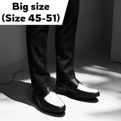 Giày Tây Nam Big Size - Da Thật, Có Size Lớn (45 46 47 48 49 50 51) - Đen Phối Trắng - GTDB.05W