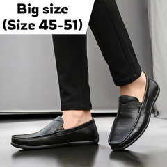 Giày Lười Nam Big Size - Da Thật, Giày Mọi Nam (45 46 47 48 49 50 51) - Đen - GLDB.02B