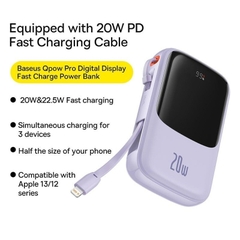 Pin sạc dự phòng Baseus Qpow Pro 20.000mAh 20W cho iPhone, kèm cáp Type C