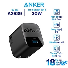 Adapter sạc nhanh Anker 313 GaN II 30W PIQ 3.0/PD/PPS - A2639