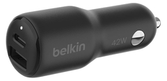 Sạc Ô Tô Hai Cổng 42W Belkin BoostCharge CCB005QCBK, PD + Quick Charge, Chính Hãng