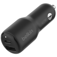 Sạc Ô Tô Hai Cổng 42W Belkin BoostCharge CCB005QCBK, PD + Quick Charge, Chính Hãng