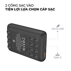 Pin dự phòng Energizer QP10000PQBK 10,000mAh - Tích hợp sạc nhanh đa nền tảng, sạc không dây - Thiết kế cốc hút giữ thiết bị