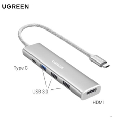 Hub Chuyển Đổi USB-C 5 in 1 Ugreen CM478 – Mở Rộng Cổng Kết Nối, Xuất 4K, Sạc PD 100W
