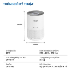 Máy lọc không khí Fujihome AP5COMPACT – WiFi, HEPA H13, nhỏ gọn cho phòng 30m²