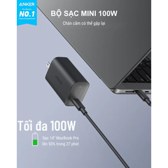 Bộ sạc 100W kèm cáp C to C Anker B2679 sạc nhanh điện thoại, laptop