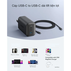 Bộ sạc 100W kèm cáp C to C Anker B2679 sạc nhanh điện thoại, laptop