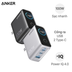Adapter Sạc Nhanh Anker 2C1A 100W Màn Hình LED Kèm Cáp USB-C B121B