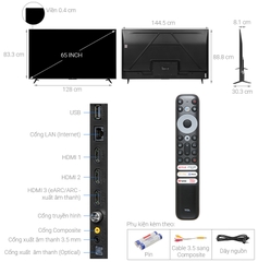 Google Tivi TCL 4K 65 inch Mẫu 2022