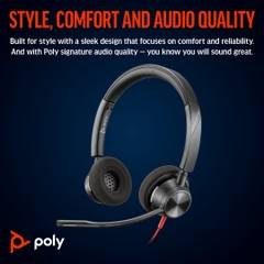 Tai nghe Poly Blackwire 3320 Stereo Microsoft Teams Certified USB-C Headset +USB-C/A Adapter