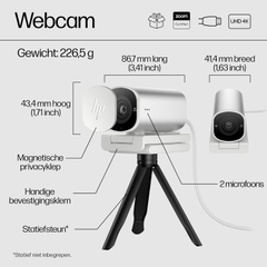 Webcam HP 960 4K Streaming – 4K UHD, AI Auto Framing, HDR, Micro kép