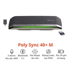 Loa Hội Nghị Poly Sync 40+ Microsoft Teams Certified USB-A/USB-C Speakerphone + BT700 USB-A Adapter (77P36AA)