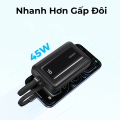 Pin Sạc Dự Phòng Anker Zolo A110M 20.000mAh 45W Kèm 2 Cáp USB-C Tích Hợp