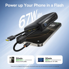 Pin Dự Phòng Baseus EnerFill FC41 10000mAh 67W Cáp USB-C Tích Hợp