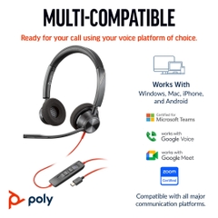 Tai nghe Poly Blackwire 3320 Stereo Microsoft Teams Certified USB-C Headset +USB-C/A Adapter