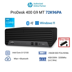 Máy tính đồng bộ HP Prodesk 400 G9 MT (72K96PA) ( i3-12100 | 4GD4 | 256GSSD | Windows 11 Home SL/ ĐEN)