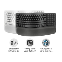 Bàn phím không dây công thái học Logitech Wave Keys