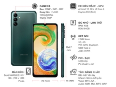 Điện thoại di động Samsung Galaxy A04s - Hàng chính hãng